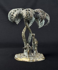 Mid Century Brass Bedouin Trader with Camel