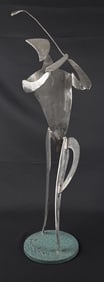 Mid Century Brutalist Steel Golfer Sculpture
