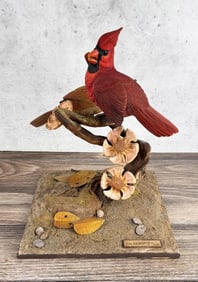 Charles Beckendorf Cardinal Pair Wood Carving