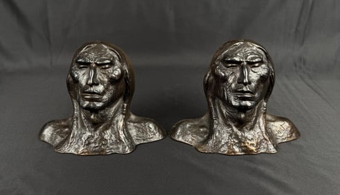 West Bronze Indian Brave Bookends