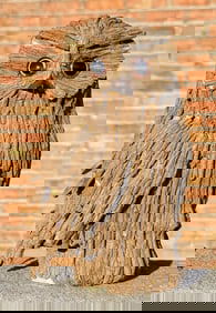 Folk Art Wood Bark Owl Decoy