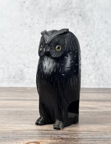 Black Forest German Carved Wood Owl Wall Pocket