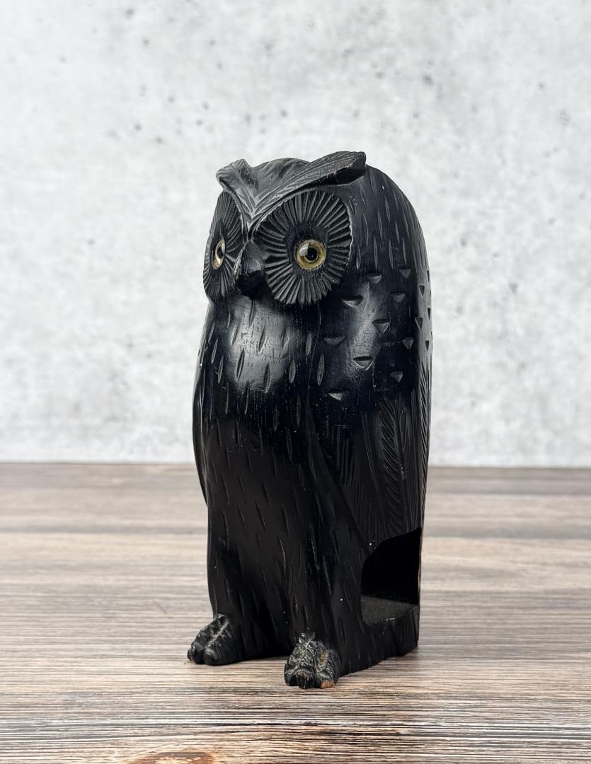 Black Forest German Carved Wood Owl Wall Pocket (1 of 8)