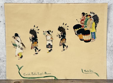 Tonita Pena Cochiti Pueblo Buffalo Dance Painting