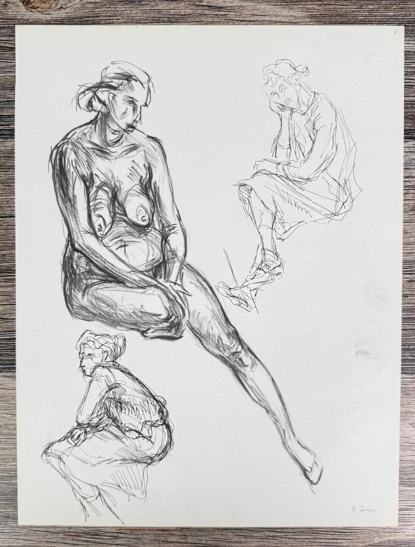 Janet Elizabeth Turner Nude Sketch: 10 3/8" by 13 1/2". Janet Elizabeth Turner (1914 - 1988) was active/lived in California, Kansas. Janet Turner is known for Figure, genre, and landscape painter, printmaking. Janet Elizabeth Turner, pr