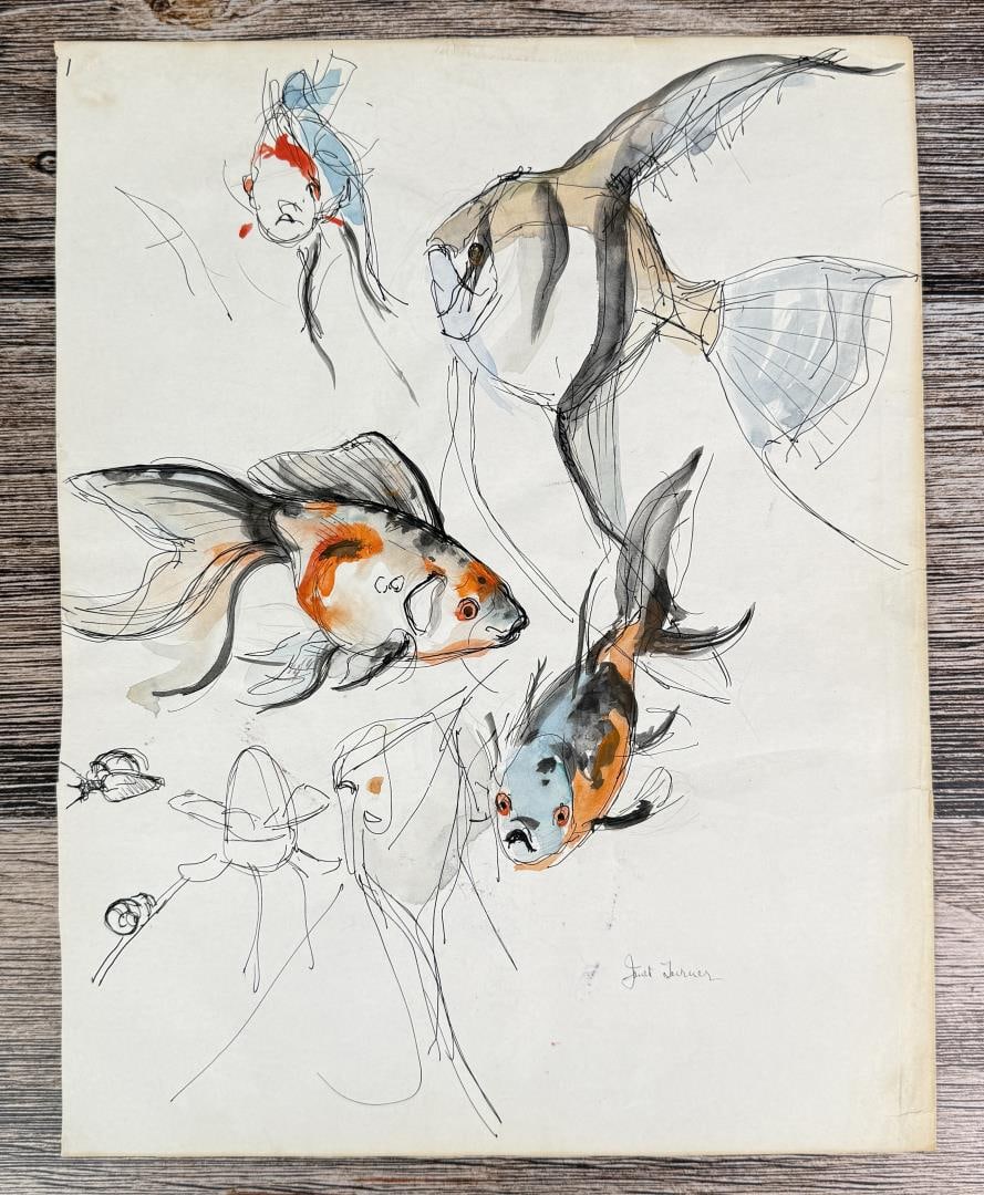 Janet Elizabeth Turner Fish Watercolor Painting (1 of 4)