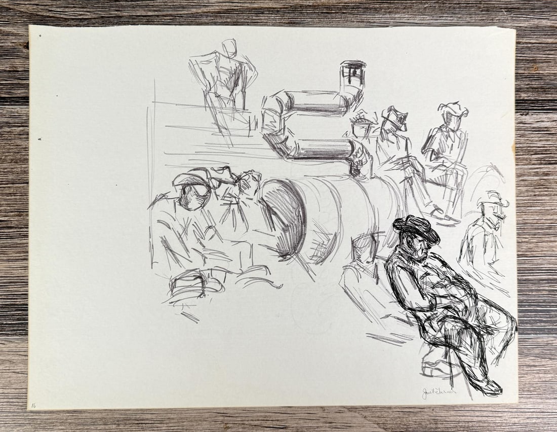 Janet Elizabeth Turner Cattle Auction Sketch (1 of 5)