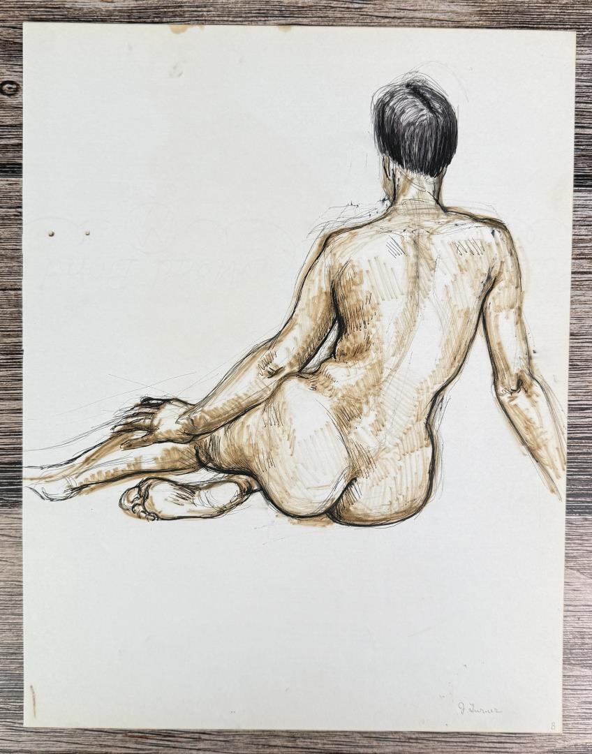 Janet Elizabeth Turner Nude Sketch: 10 3/8" by 13 1/2". Janet Elizabeth Turner (1914 - 1988) was active/lived in California, Kansas. Janet Turner is known for Figure, genre, and landscape painter, printmaking. Janet Elizabeth Turner, pr