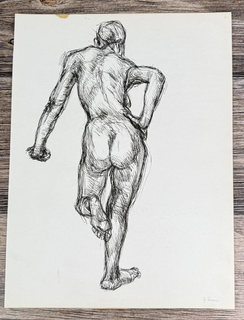 Janet Elizabeth Turner Nude Sketch: 10 3/8" by 13 1/2". Janet Elizabeth Turner (1914 - 1988) was active/lived in California, Kansas. Janet Turner is known for Figure, genre, and landscape painter, printmaking. Janet Elizabeth Turner, pr