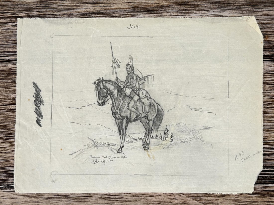 Byron Wolfe Indian Warrior Drawing (1 of 5)