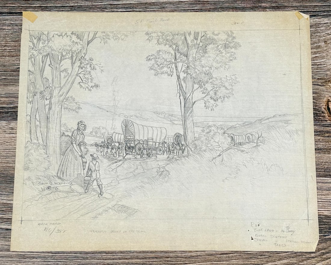 Byron Wolfe Peaceful Valley on the Trail Drawing (1 of 5)