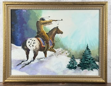 Native American Indian Gouache Painting