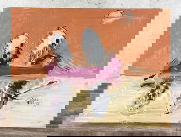 Mark Pettit Indians in Canoe Oil Painting