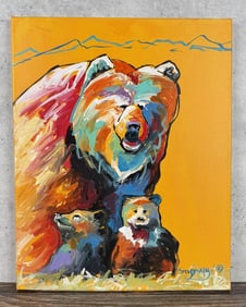 Mark Broadway Bear Family Acrylic Painting