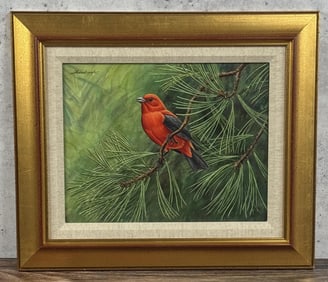 Joe Thornbrugh Scarlet Tanager Acrylic Painting