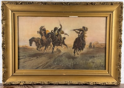 De Cost Smith Indian War Party Gouache Painting