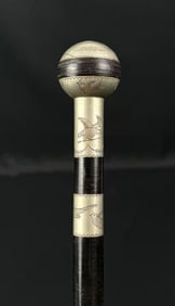 Antique Civil War Leather Plantation Cane