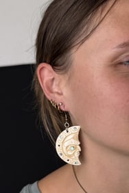 Patty Fawn Kwakiutl Northwest Coast Moon Earrings
