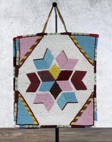 Beaded Plateau Indian Flat Bag Geometric Design
