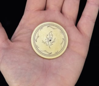 Civil War Era Scrimshaw Ivory Poker Chip