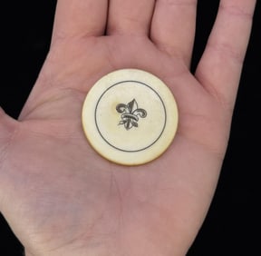 Civil War Era Scrimshaw Ivory Poker Chip