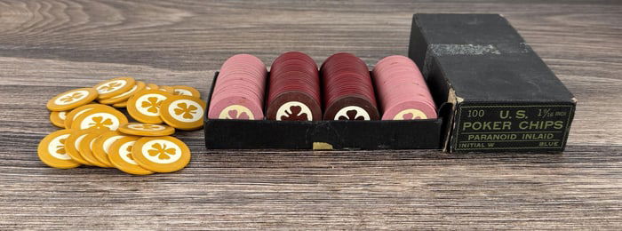 Antique Montana Saloon Clay Poker Chips