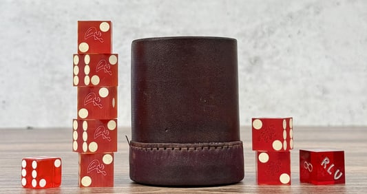 Flamingo Las Vegas Leather Dice Cup and Dice
