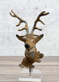 Cold Painted Metal Austrian Stag Head