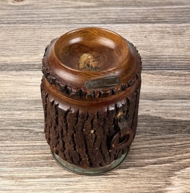 Antique Hickory Log Humidor Smoke Stand