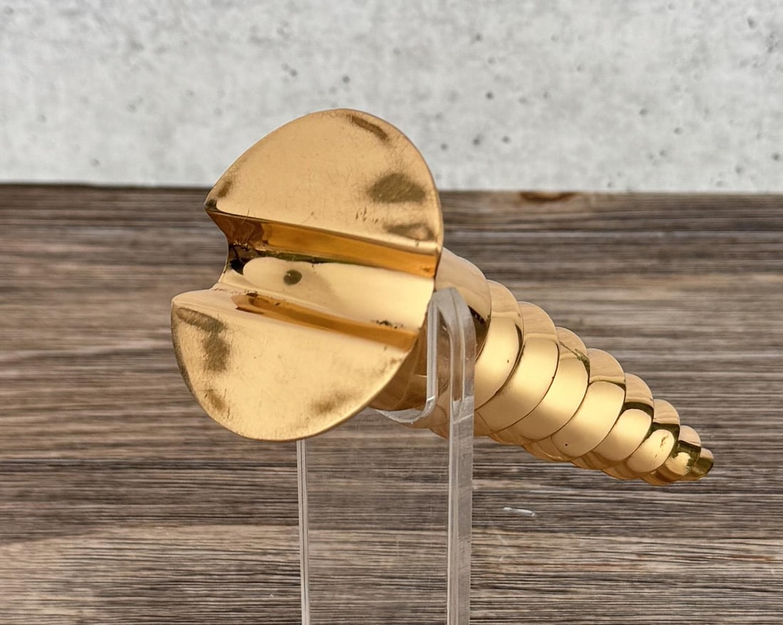 Mid Century Large Brass Screw Paperweight: 6 1/4" long.
