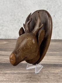 Folk Art Carved Wood Stag Plaque