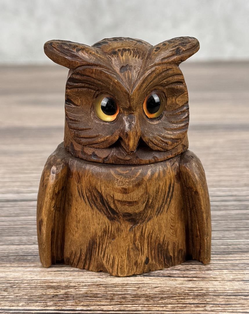 Black Forest German Carved Owl Inkwell (1 of 6)