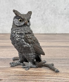 Meriden Silverplate Figural Owl on Branch Inkwell