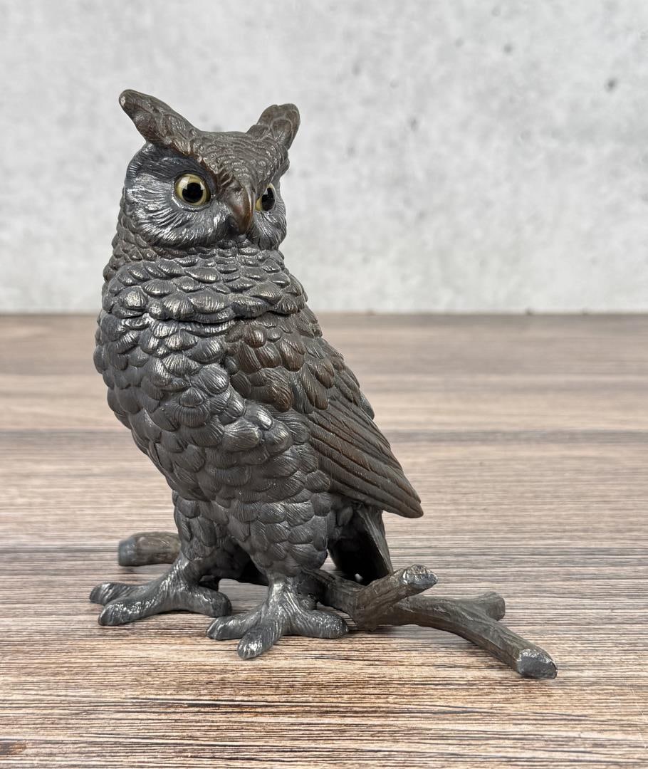 Meriden Silverplate Figural Owl on Branch Inkwell (1 of 7)