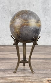 Alabaster Ball on Bronze Stand