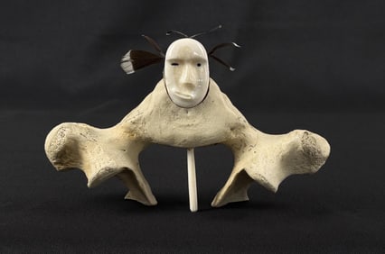 Hubert Kokuluk Inuit Whalebone Vertebrae Carving