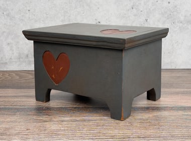 Folk Art Miniature Heart Blanket Chest