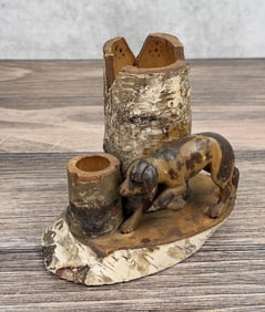 Carved Cottonwood Smoke Stand Match Holder