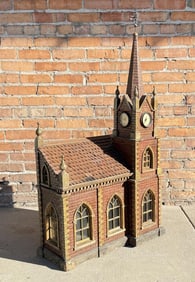 Stunning Folk Art Church Building Clock Model
