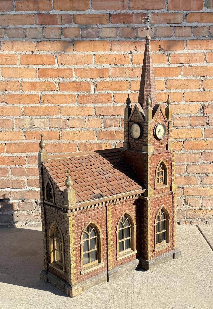 Stunning Folk Art Church Building Clock Model (1 of 20)
