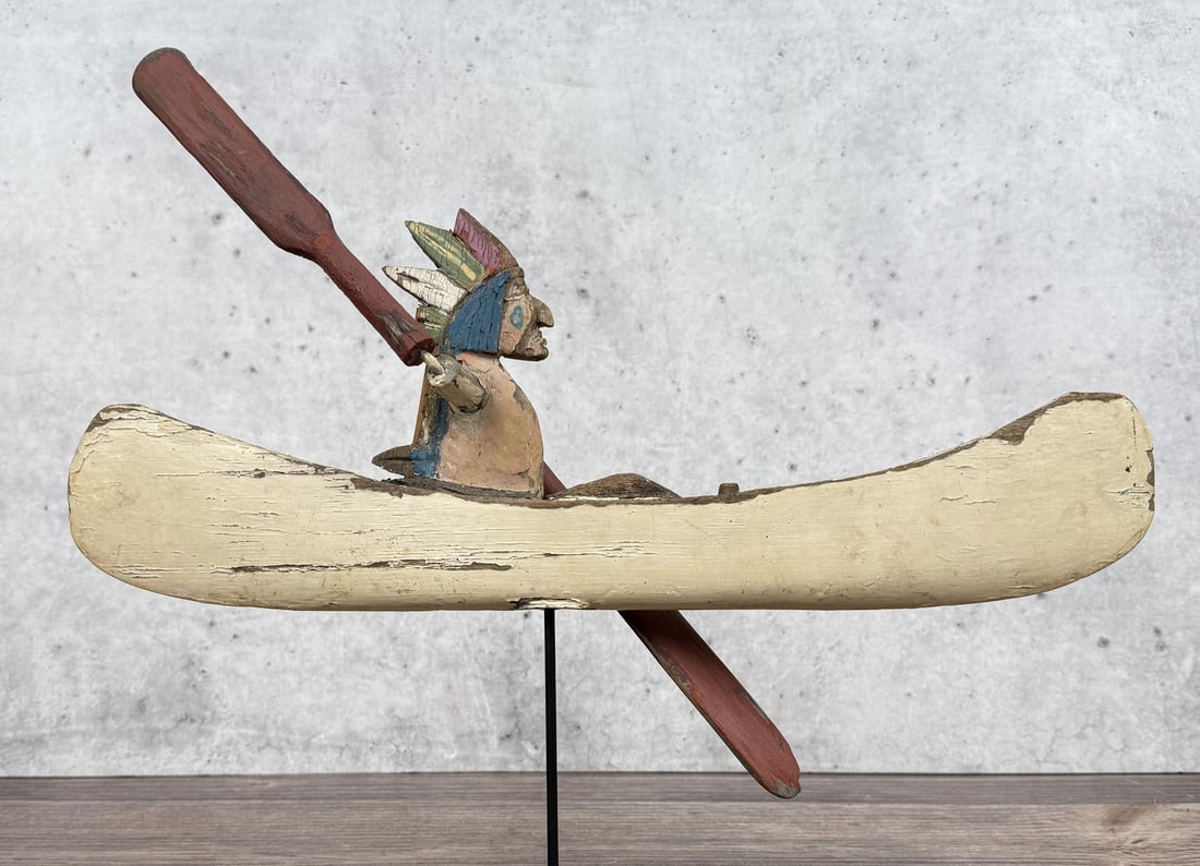 Antique Folk Art Indian in Canoe Whirligig (1 of 8)