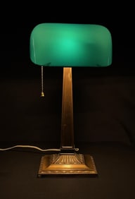 Art Deco Emeralite Bankers Desk Lamp