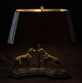 Maitland Smith Bronze Pointer Dog Table Lamp