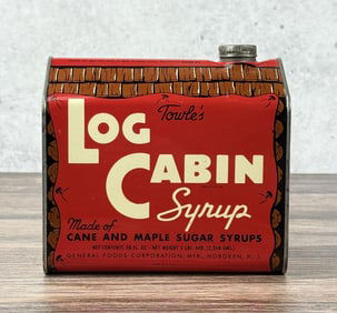 Large Size Towle's Log Cabin Syrup Tin