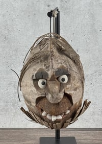 Folk Art Carved Coconut Head