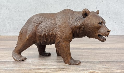 Swiss Black Forest Walking Bear Wood Carving