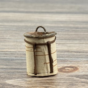 Indian Made Miniature Birch Bark Trapper Basket