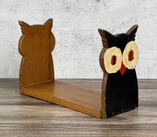 Folk Art Wood Owl Bookends