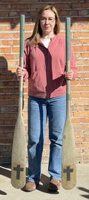 Antique Bible Camp Painted Wood Canoe Paddles