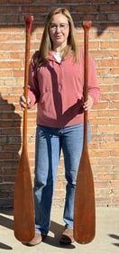 Antique Country Painted Wood Canoe Paddles